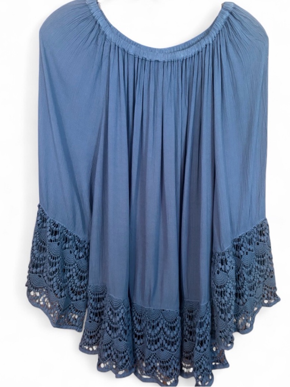 Muche and Muchette Blue Flowy Crochet Cover Up Womens O/S